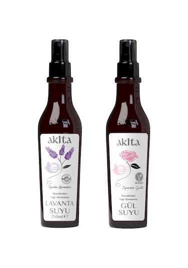 Akita Doğal Yağı Alınmamış Gül ve Lavanta Suyu 2 x 250 ML