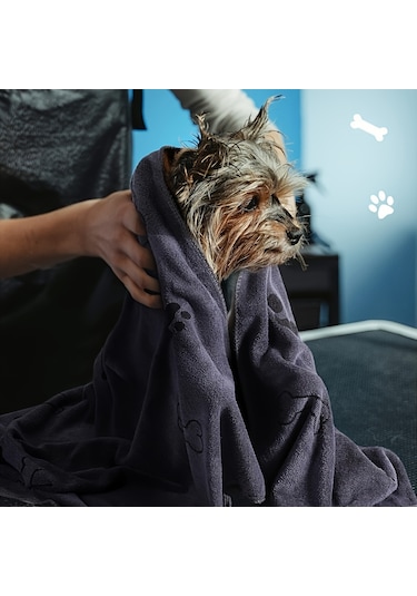 Ecronicword 4'lü Paket Evcil Köpek Banyo Havlusu Emici Çabuk Kuruyan Yumuşak