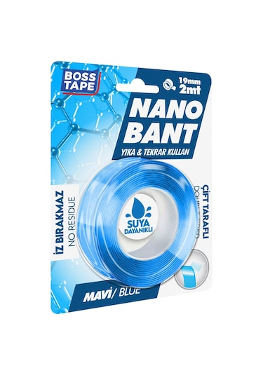 2 Metre Çok Güçlü Çift Taraflı Nano Bant Mavi