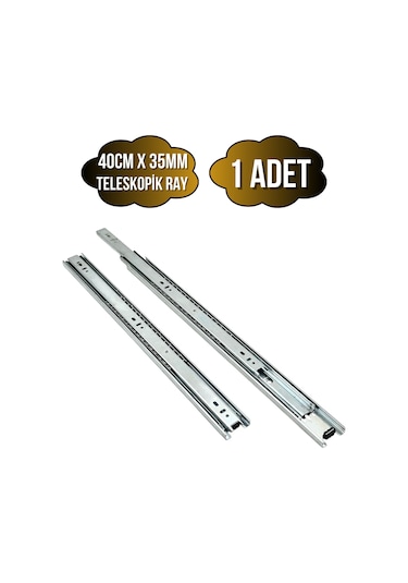 Teleskobik 35mm Çekmece Ray Bilyeli Mobilya Dolap Rayı 40cm 35mm 1 Takım Krom Çok Renkli