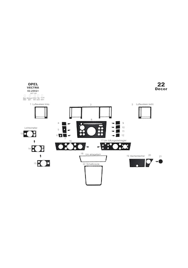 Opel Vectra C Konsol-torpido Kaplama 2002-2008 22 Parça-siyah Karbon Siyah Karbon