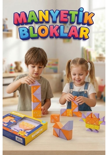 26 Parça Manyetik Bloklar 3d Puzzle Eğitici Zeka Oyunu - Mıknatıslı Yapı İnşa Seti