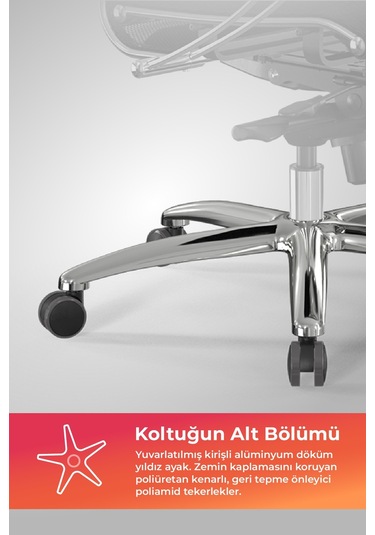 Samurai Ergonomik Koltuk Bel Destekli, Tekerlekli, Krom Ayaklı, Siyah, Fileli Yönetici Koltuğu -5.2.1.49 Çok Renkli