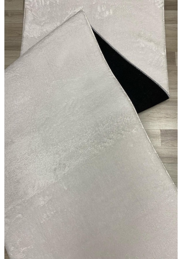 Tropikal Home Lüx Post Peluş Kesme Halı Yolluk Kaymaz Taban Yıkanabilir Pofuduk Beyaz Beyaz