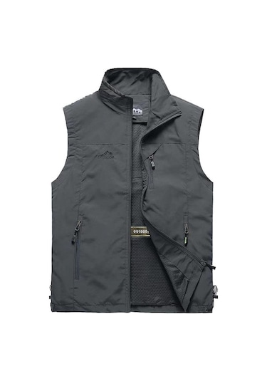 Kangvka Erkek Yazlık Outdoor Fişmen-fotoğrafçılık Yeleği, Sporlu Rahat Kolluk, Genç-orta Yaş, Gri 3xl Gri