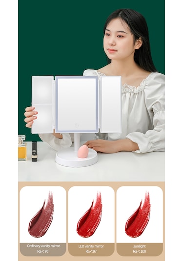 Interstech 3 Ton Led Işıklı Katlanabilir Dokunmatik Makyaj Aynası