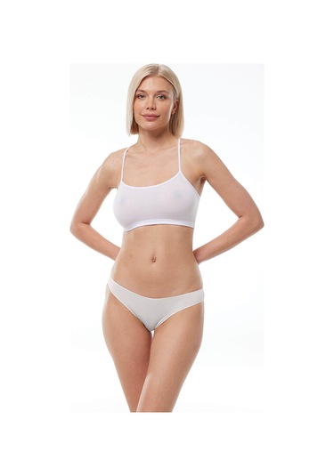 Malabadi 183 2'li Paket Kadın Modal Düşük Bel Iz Yapmayan Slip & Külot Ekru