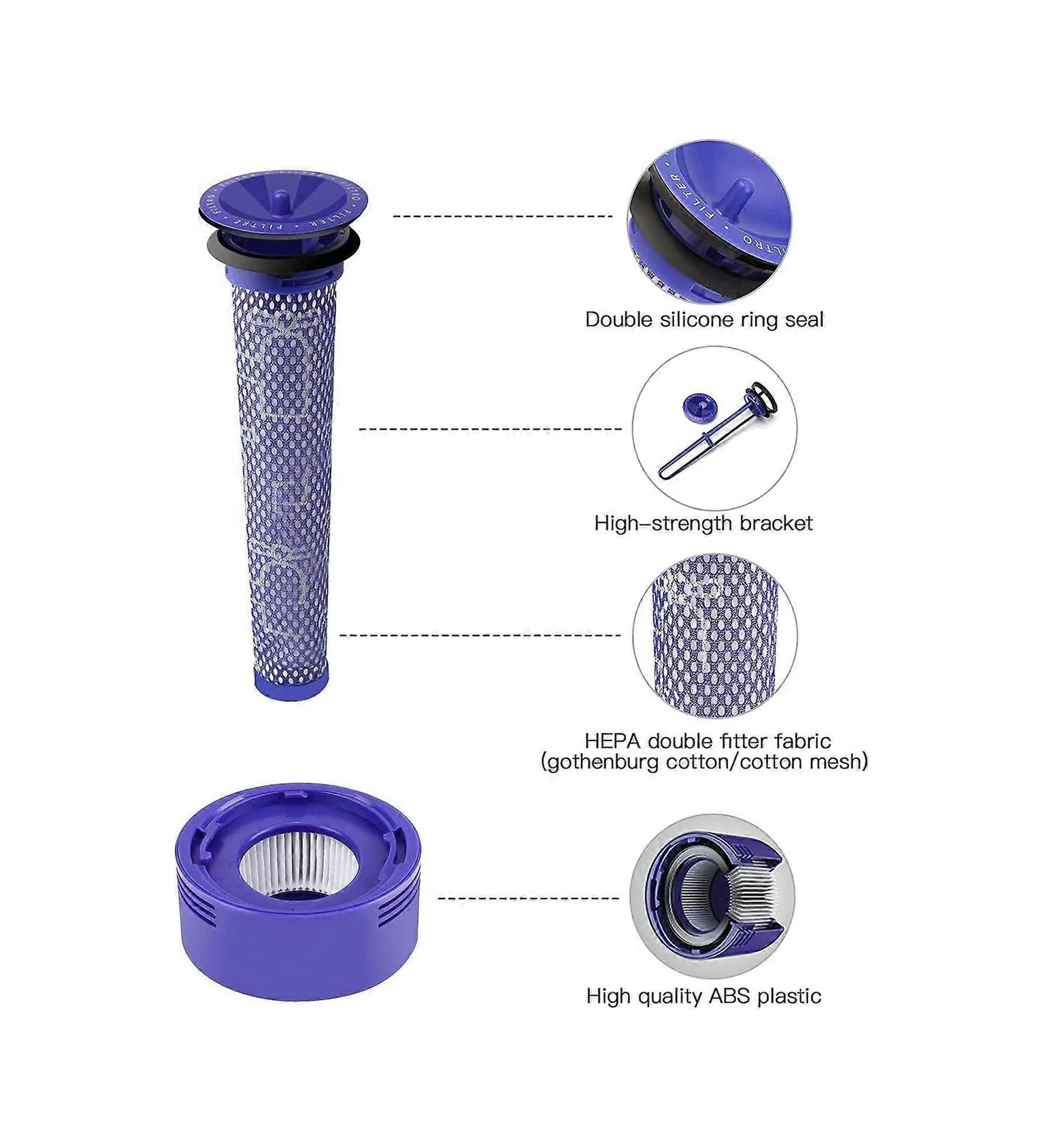 Filtresi, V8 V7 Yedek Filtresi, V6 V7 V8 İçin 2 Adet Ön Filtre, V7 V8 İçin 2 Adet Son Filtre Temizlik B'li