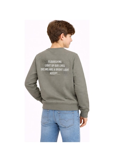 Baglan Erkek Çocuk Önü Arkası Baskılı Sweatshirt Bgl-st05231 Gri