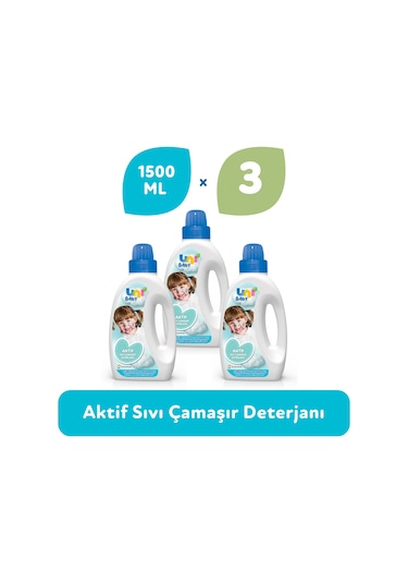 Uni Baby Aktif Sıvı Deterjan 1500 ML 3'lü + Uni Baby Yumuşatıcı 1500 ML 3'lü