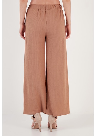 Lela Belden Bağlamalı Rahat Kesim Krinkıl Kuımaş Bayan Pantolon 5862061 Bisküvi