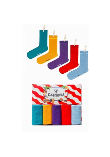 5'li Pastel Renkli Çorap Moda Kutusu Renkli