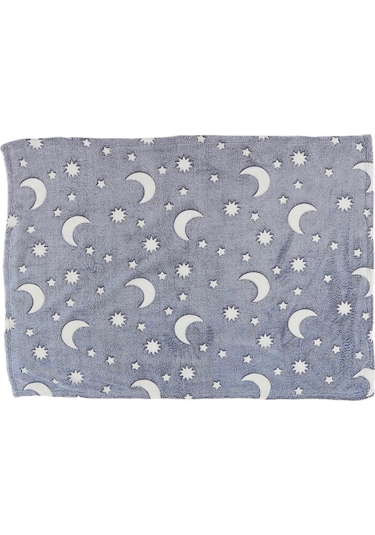 Xiyyadms Gri Ay Desenli Parlak Flannel Battaniye - Işık Veren, Hafif Ve Nem Geçirgen - 1x1.5m Kutulu Çocuklar İçin Uyku Koltuk K覆盖物 Gri