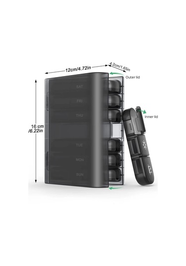 Qingmipy "7 Günlük Büyük Kapasiteli Hap Organizatörü - Sabah, Öğle, Akşam İçin 3 Bölmeli Taşınabilir İlaç Kutusu" Çok Renkli