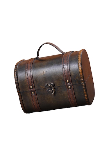 Homyl Biblo Kutusu Menteşeli Hazine Sandığı Süs Ahşap Siyah Kahverengi