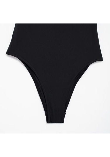 Seksi Monokini Bandeau Kolsuz Slim Fit Tek Parça Bikini Metal Takılarla Karın Kontrol Hızlı Kuruyan Tek Parça Mayo Kahverengi