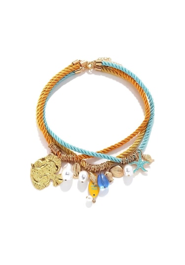 3lü Charm Kolye Seti Gold