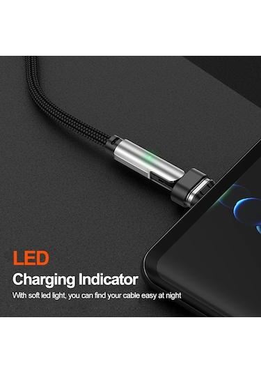 1m Usb-c - Type C / İp 2'si 1 Arada Pd 100w / 27w 180 Derece Dönüşlü Manyetik Şarj Kablosu