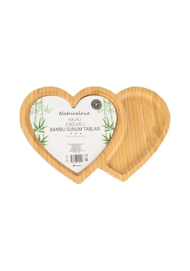Naturalove Bambu Sunum Tabağı - Kalpli / 2 Bölmeli