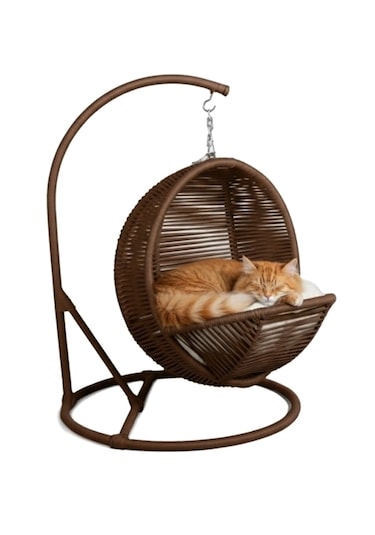 Reyo Pet Lüxperi Kedi Salıncağı & Kedi Yatağı & Kafesi 38x45x65 Cm Kahve