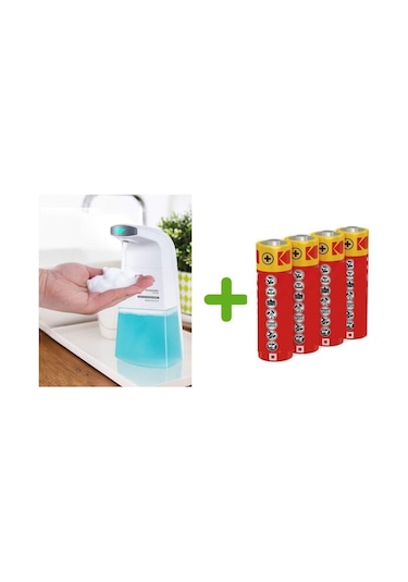 Sensorlu Sıvı Sabunluk Kopuk Verici,piller Dahil 21x10x5cm 250ml Banyo Seti Beyaz