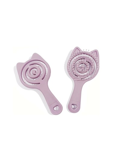 1 Adet Sevimli Kedi Desenli Saç Açıcı Saç Tarağı, Saç Derisi Masajı, Kuru Ve Islak Saç Fırçası - Purplepurple