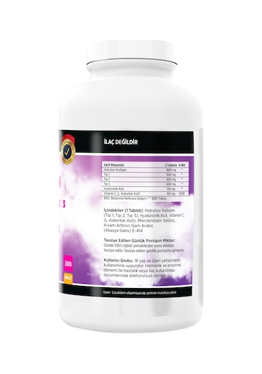 Collagen Tip-1-2-3 Hyoluronic Asit 300 Tablet Nevfix Vitamin D3