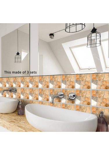 Geekyou Mediterranean Tarzı Otomatik Yapışkan Seramik Desenli Duvar Sticker 20x20cm 10 Adet - Kolay Kurulum, Kaliteli Pvc Diğer