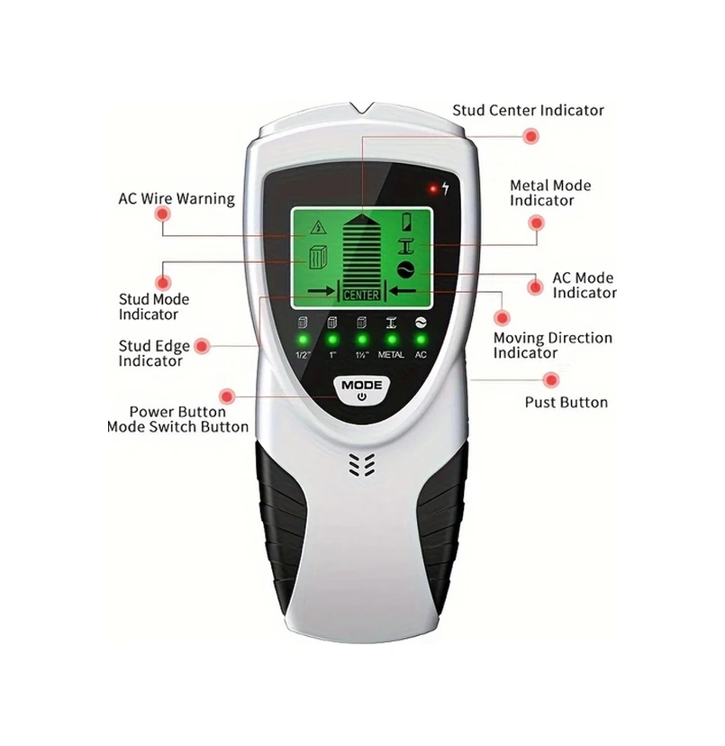 Oldfriend Sh301 5 Li Dedektör Metal Ac Kablo Çivi Dedektörü Lcd Ekranlı Siyah Gümüş