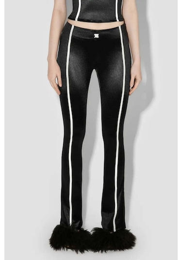 Misbhv St Germain Kadın Flared Pantolon - Fitted Lycra, Esnek Bel Ve Şık Tasarım Siyah