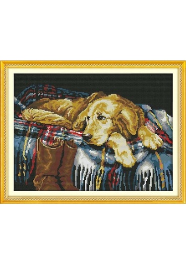 Xianwen Geeroyoo "14ct Köpek Desenli El İşi Nakış Seti - 43x33cm