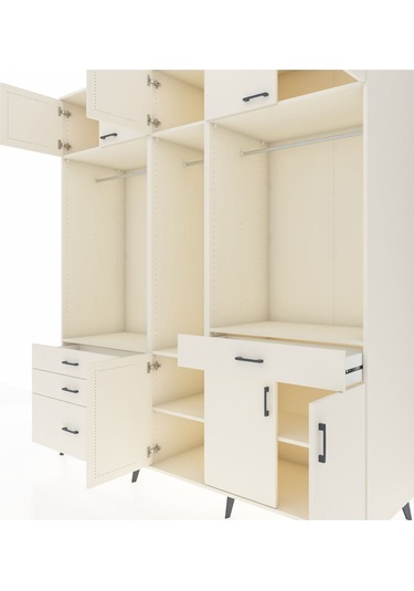 Kronos Dolap 8 Raflı 4 Çekmeceli 3 Askılı 220x59x243 Aytaşı-aytaşı/aytaşı Aytası/aytası