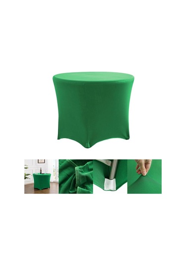 Sones Basit Modern Streç Yuvarlak Masa Örtüsü Otel Düğün Ziyafet Dört Köşe Büyük Yuvarlak Masa Örtüsü, Boyut: 183x75cm Yeşil Yeşil