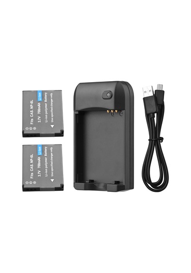 Geeksen Np-6l Pil Şarj Aleti + 2 Adet 3.7v 700mah Np-6l Pil, Micro Usb Şarj Kablosu Dahil
