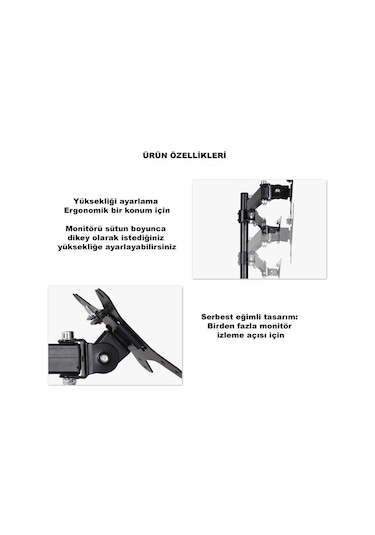 Dailytech Masaüstü Ayarlanabilir 14-32” Çift Kol Monitör Tutucu