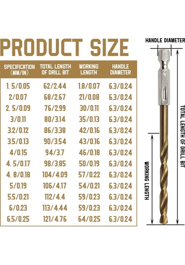 26 Parçalı Titanyum Matkap Seti, Altıgen Şaft, Hızlı Matkap Ucu,