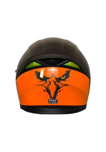 Fazer Motosiklet Çene Açılır Kask Güneş Vizörü Motor Kaskı Eagle Turuncu Siyah