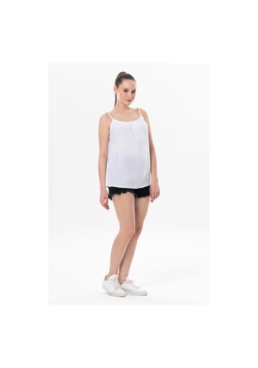 Askılı Alaçatı Yazlık Müslin Bluz Beyaz Byz-beyaz