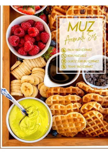 Güllüoğlu Muz Aromalı Sos - Waffle & Krep & Pankek & Tatlı & Dondurma & Kruvasan Sos - 300 Gr / 225 Ml