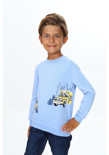 Toontoy Erkek Çocuk Baskılı Sweatshirt Mavi