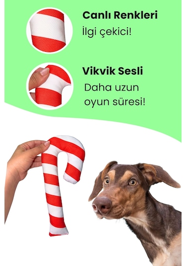 Havhav Yılbaşı Temalı Baston Şeker Köpek Oyuncağı