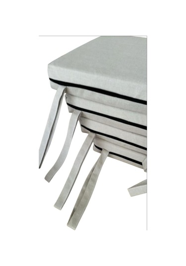 Mc.pierobaby Sandalye Minderi Koltuk Minderi Su Geçirmez Leke Tutmayan Keten Kumaş 6 Adet Krem Mavi