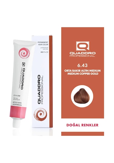 Quaddro Porfessıonel Saç Boyası 6.44 Koyu Yoğun Bakır 100 ML