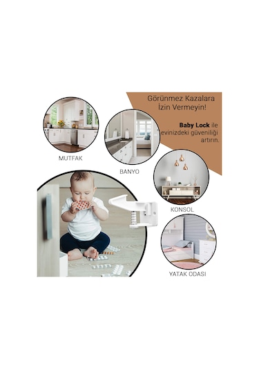 10 Adet Bebek Çocuk Kilit Güvenlik Çekmece Dolap Kilidi Gizli Kil Çok Renkli