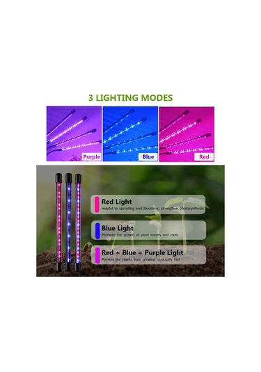 Xindoker Usb Bağlantılı Kırmızı Ve Mavi Spektrumlu 4'lü Led Bitki Büyütme Lambası, 9 Parlaklık Seviyesi Ve Zamanlayıcı Özellikli Diğer