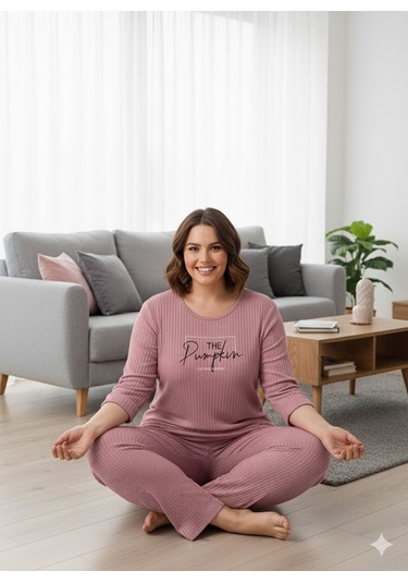 Kadın Pembe Pumpkin Pijama Takımı Pembe