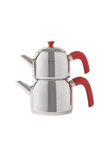 Hisar Optima Mars İndüksiyon Tabanlı Midi Çelik Çaydanlık Kırmızı Inox