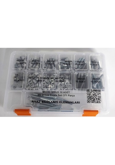 Ayaz M6 Imbus Civata Seti 371 Parça Dın 912 Alyan Dolu Dolu Set