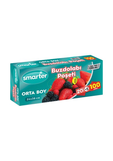 SMARTER BUZDOLABI POŞETİ ORTA BOY 100 ADET ( 20 ADET x 5 )