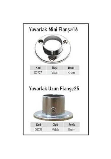 Boru Askı Flanş No:11 Yuvarlak Mini Flanş 4 Adet
